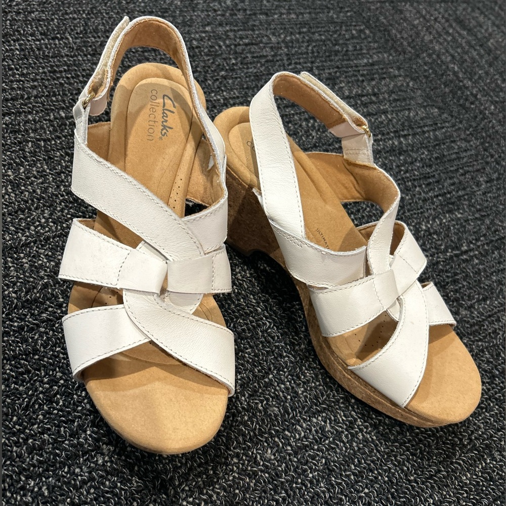 Clarks Women's White Strappy Sandals